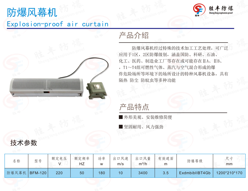 1.2米防爆風(fēng)幕機